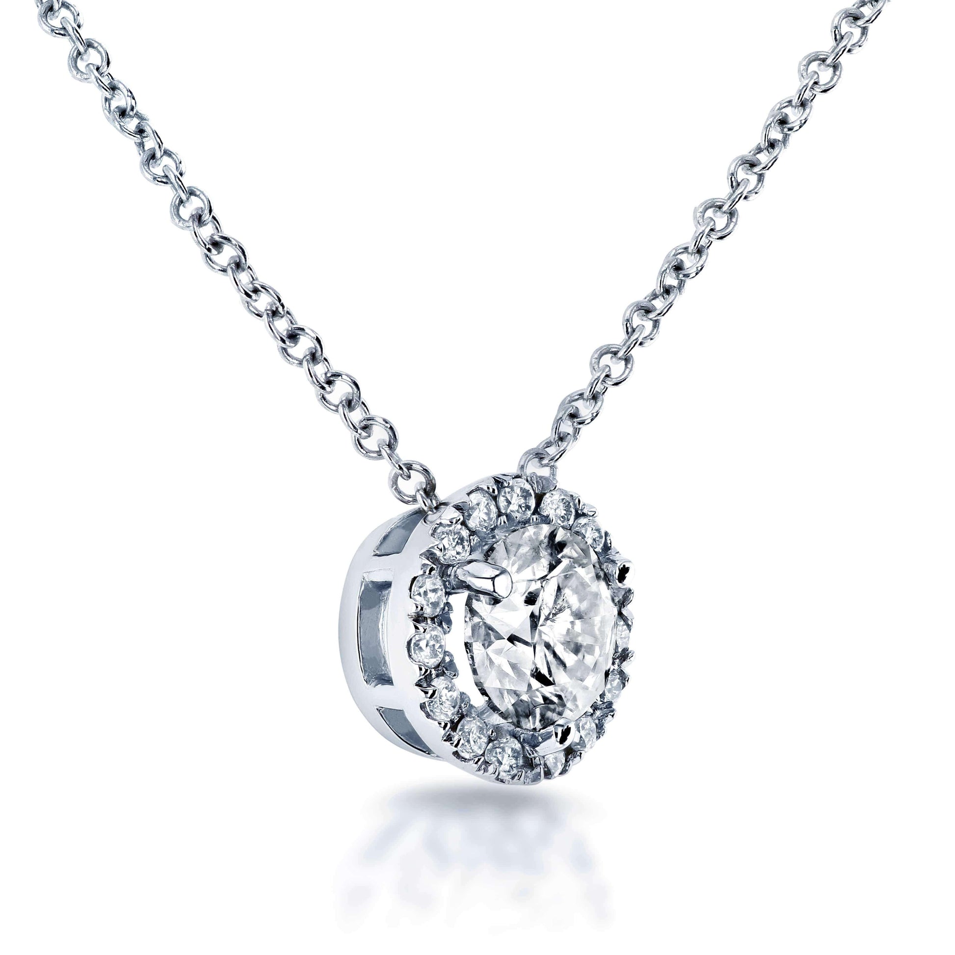 Kobelli Circle Diamond Halo Necklace 3/5 Carat (ctw) in 14k White Gold 61990