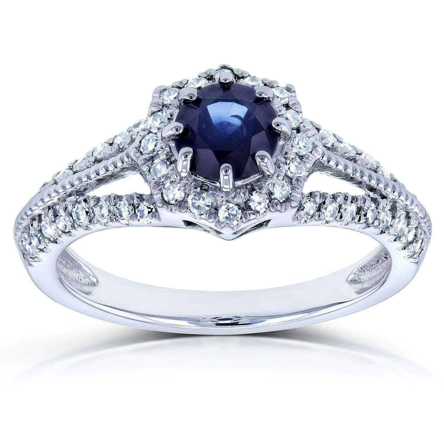 Kobelli Vintage Sapphire & Diamond Engagement Ring 1 Carat (ctw) in 14k White Gold