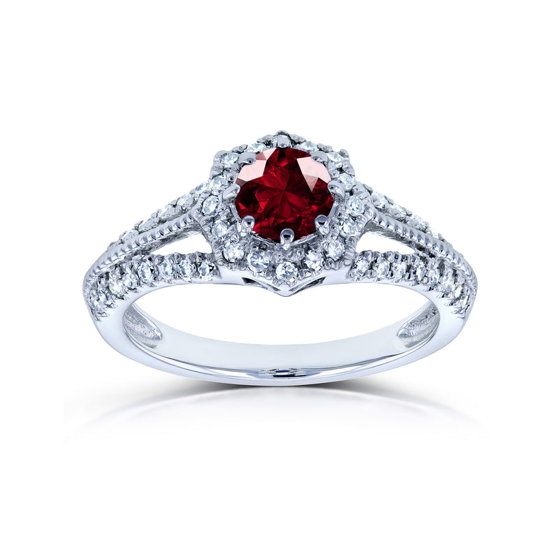 Vintage-Stern-Halo-Verlobungsring (Natürliche Diamantseiten) – Mehrere Optionen