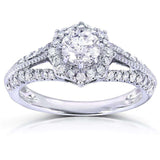 Vintage Star Halo Engagement Ring (Natural Diamond Mounting) - Multiple Options