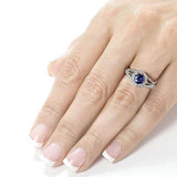 Kobelli Vintage Sapphire & Diamond Engagement Ring 1 Carat (ctw) in 14k White Gold
