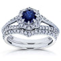 Kobelli Sapphire and 1/2ct TDW Diamond Star Halo Bridal Set 14k White Gold (2 Piece Set)