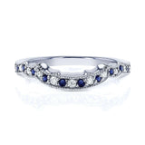Kobelli 1/5ct TCW Sapphire and Diamond Contour Wedding Ring in 14k White Gold
