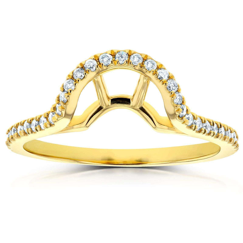 Aliança de casamento curva de cesta com entalhe de diamante Kobelli 1/4 ctw ouro amarelo 14k