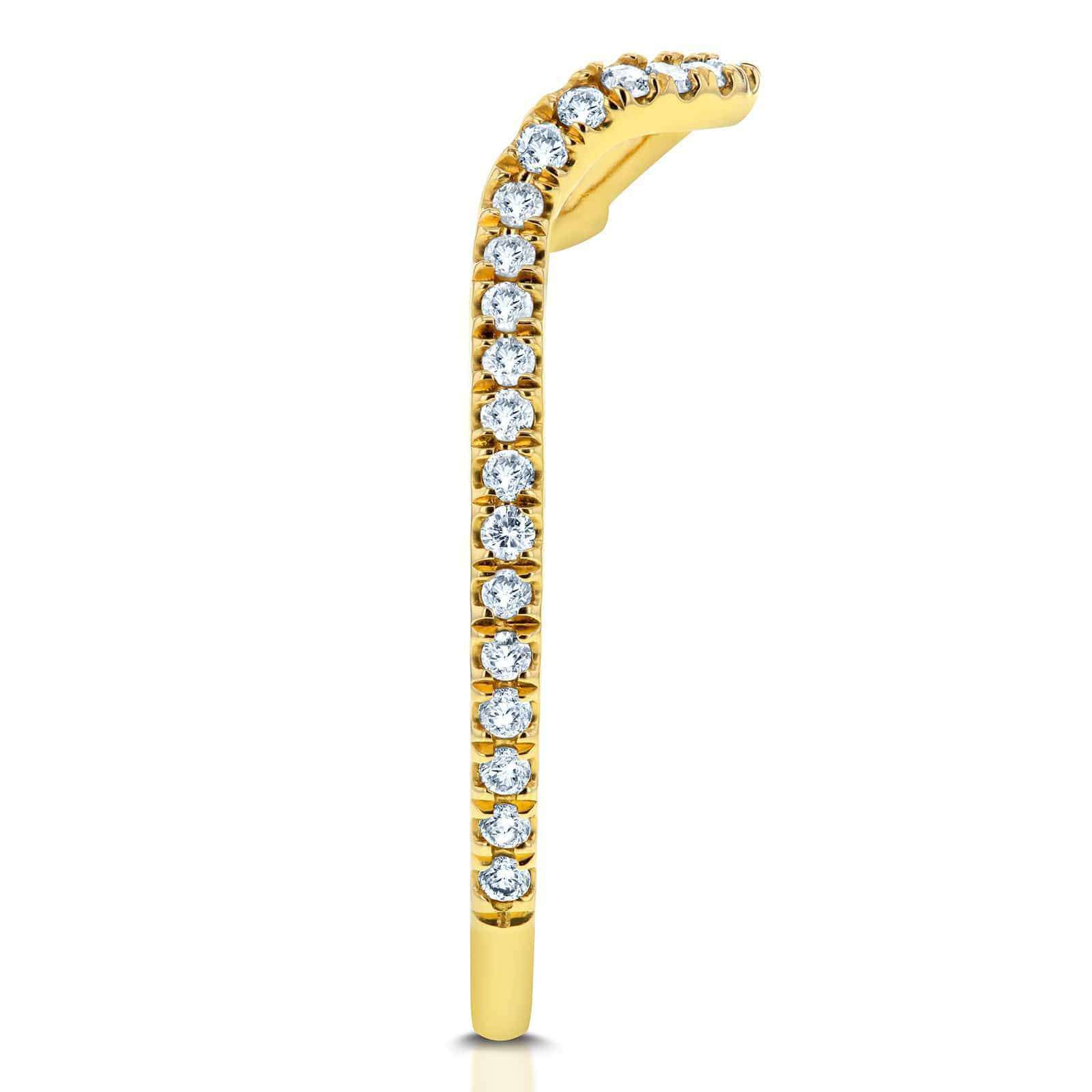 Kobelli Diamond Notched Basket Curve Wedding Band 1/4 CTW 14k Yellow Gold