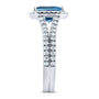 Kobelli Emerald Cut Swiss Blue Topaz and Diamond Halo Split Shank Ring 2ct CTW 14k White Gold