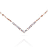 Kobelli BCA Round Diamond Chevron V Necklace in 14k Rose Gold (16" Chain) 62107-R