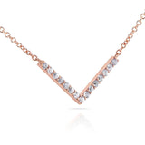 Kobelli BCA Round Diamond Chevron V Necklace in 14k Rose Gold (16" Chain) 62107-R
