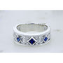 Kobelli Diamond and Blue Sapphire  Milgrain Band 1/2 CTW in 14k White Gold