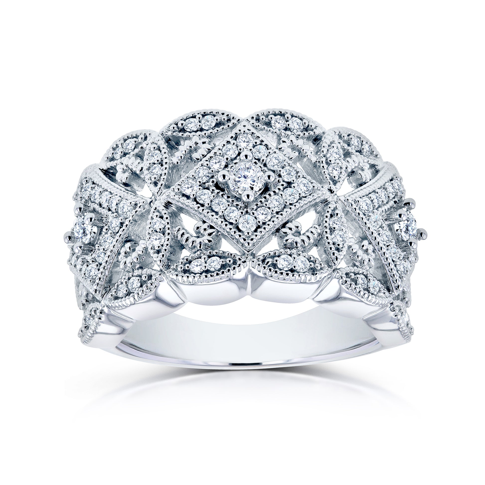 0.5 Carat Natural Diamond Filigree Milestone Ring