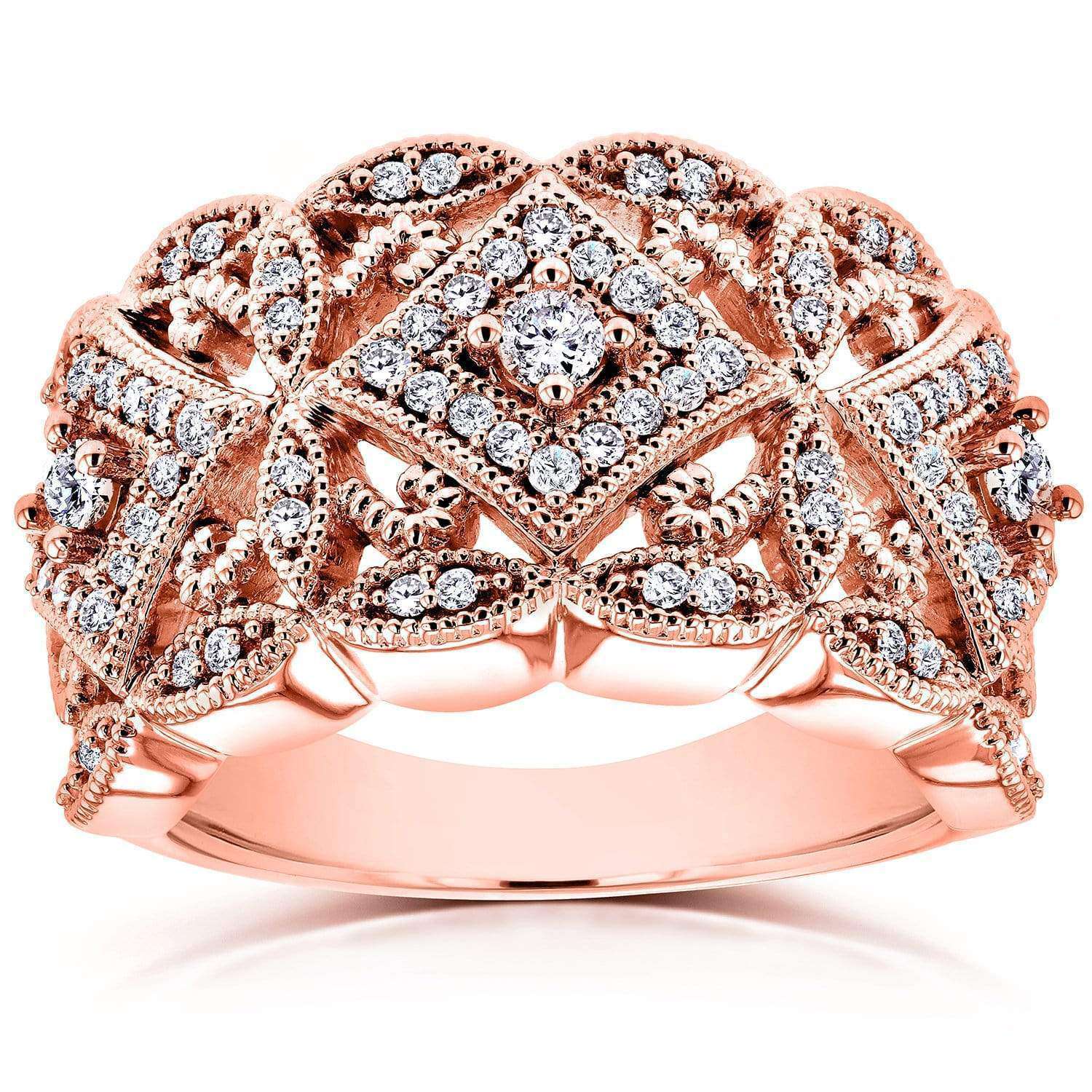 0.5 Carat Natural Diamond Filigree Milestone Ring