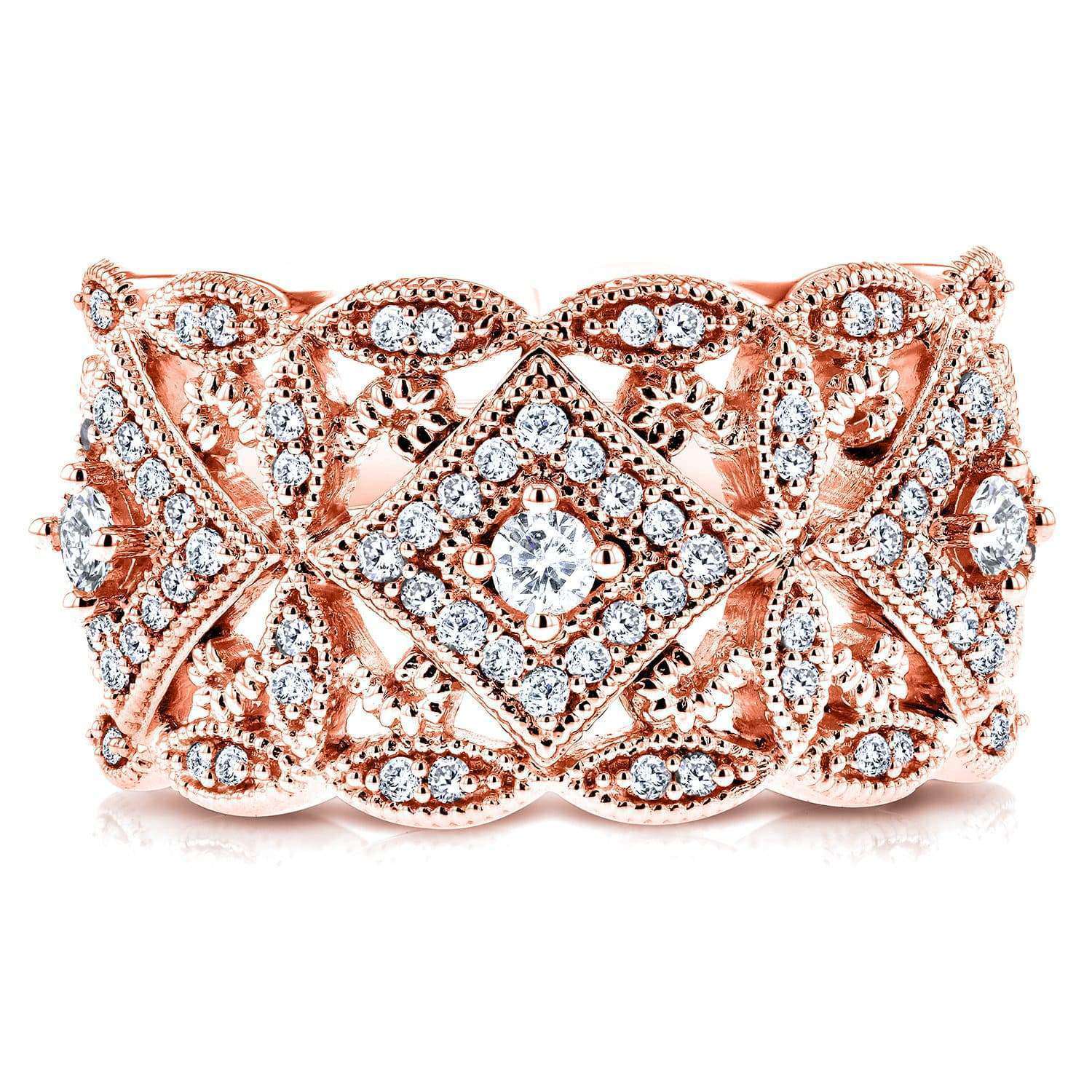 0.5 Carat Natural Diamond Filigree Milestone Ring