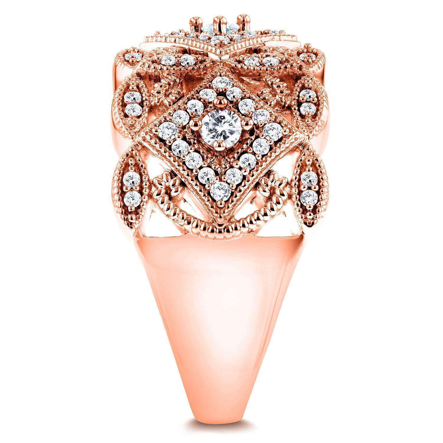 0.5 Carat Natural Diamond Filigree Milestone Ring