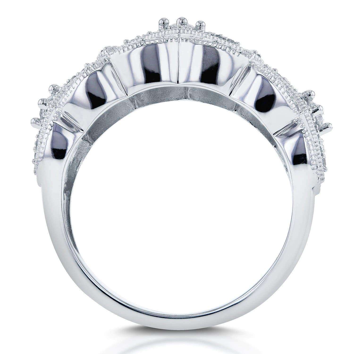 Kobelli Diamond Antique Filigree Wide Anniversary Ring 1/2 carat (ctw) in 10K White Gold