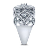 Kobelli Diamond Antique Filigree Wide Anniversary Ring 1/2 carat (ctw) in 10K White Gold