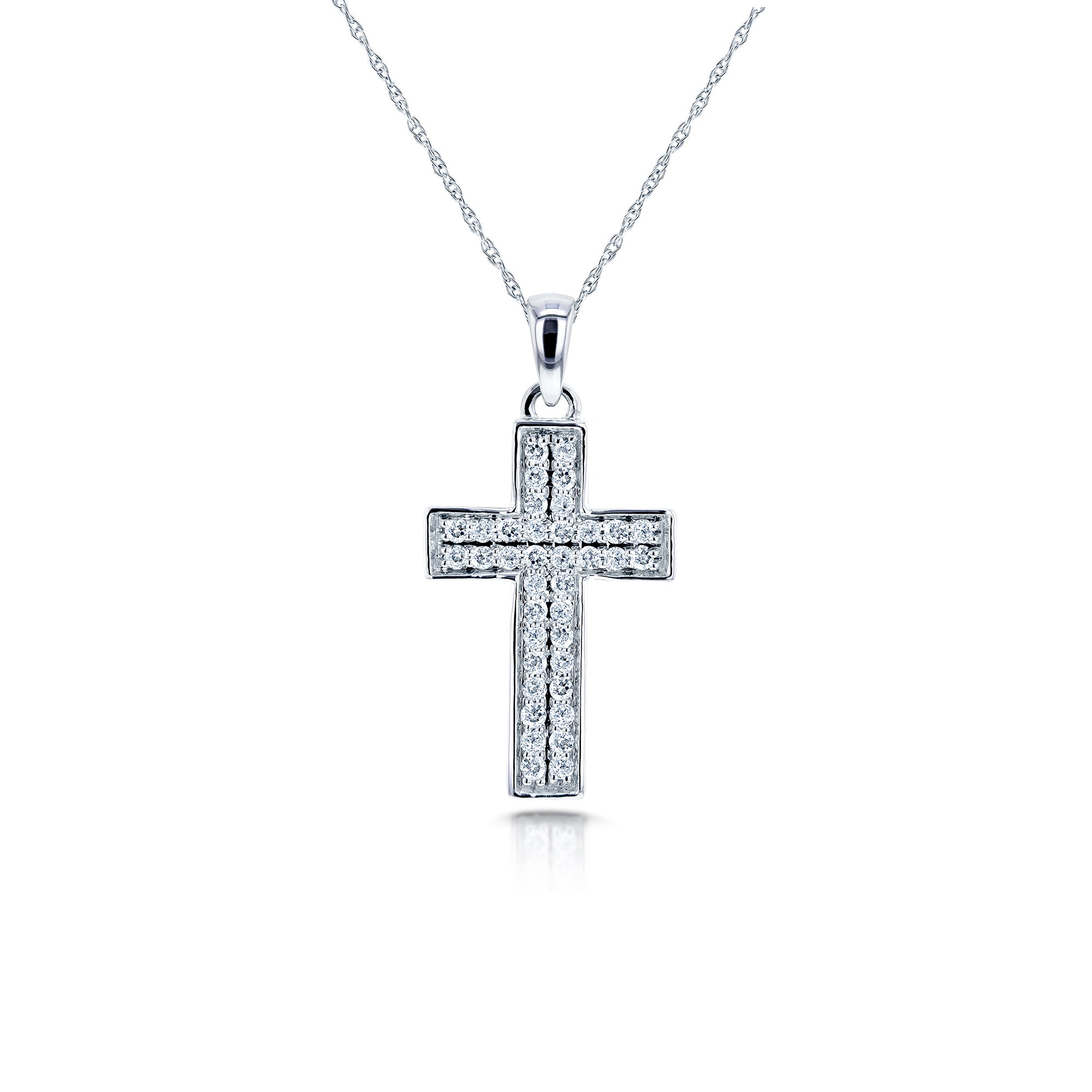 0.38 Carat Natural Diamond Dual-Pavé Cross Necklace