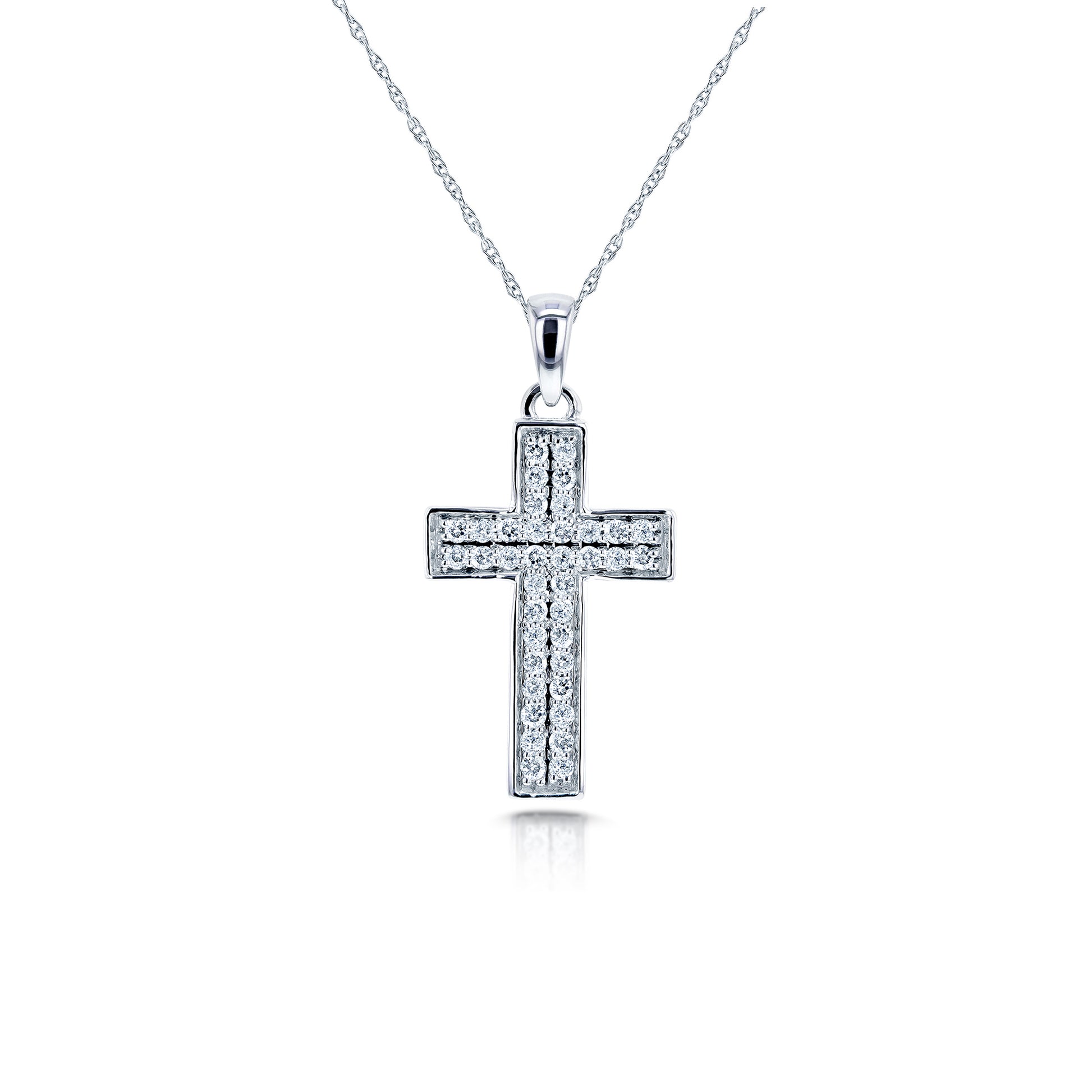 0.38 Carat Natural Diamond Dual-Pavé Cross Necklace