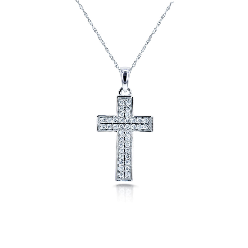 3/8ct.tw Dual-Pavé Diamond Cross Necklace