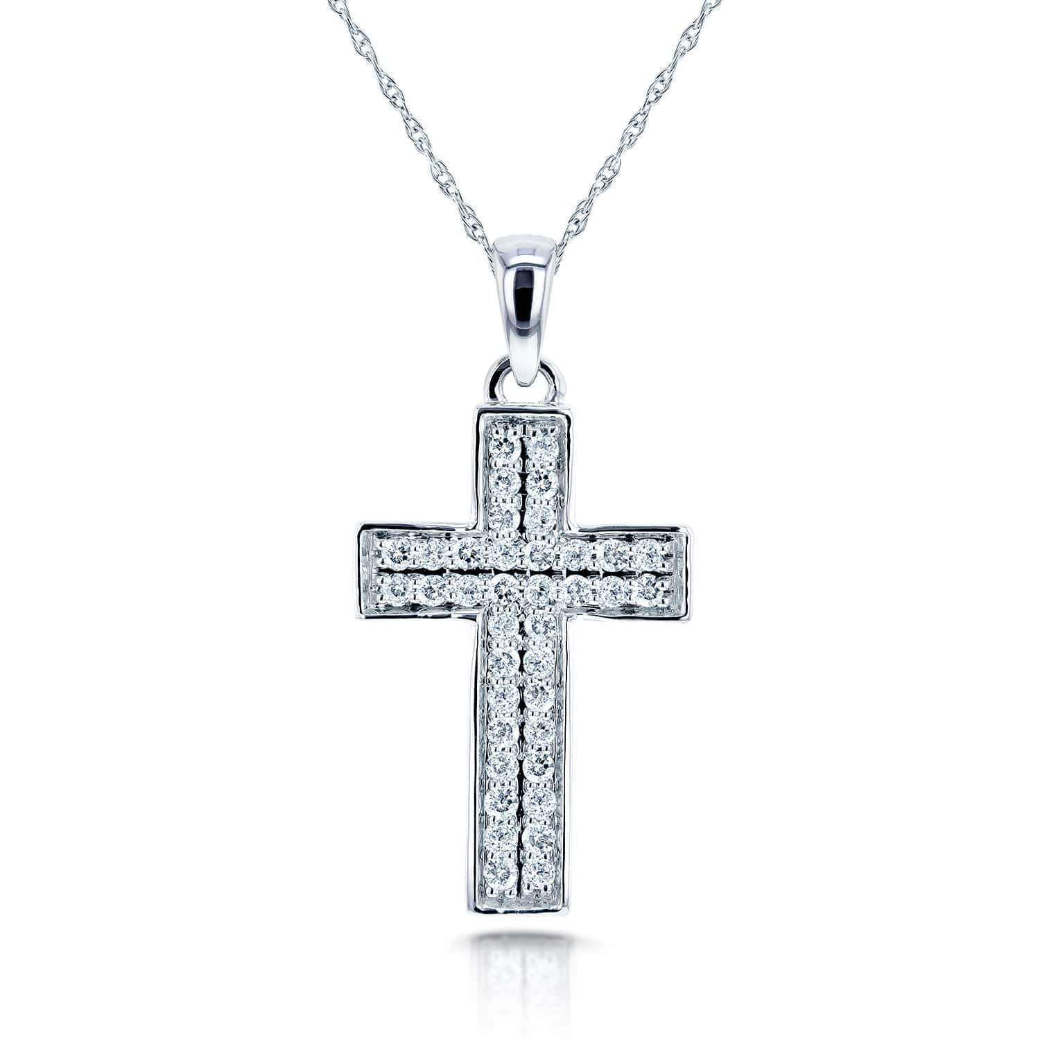 Kobelli PaveDiamond Cross Necklace 3/8 Carat (ctw) in 10k White Gold (18" Chain) 62133