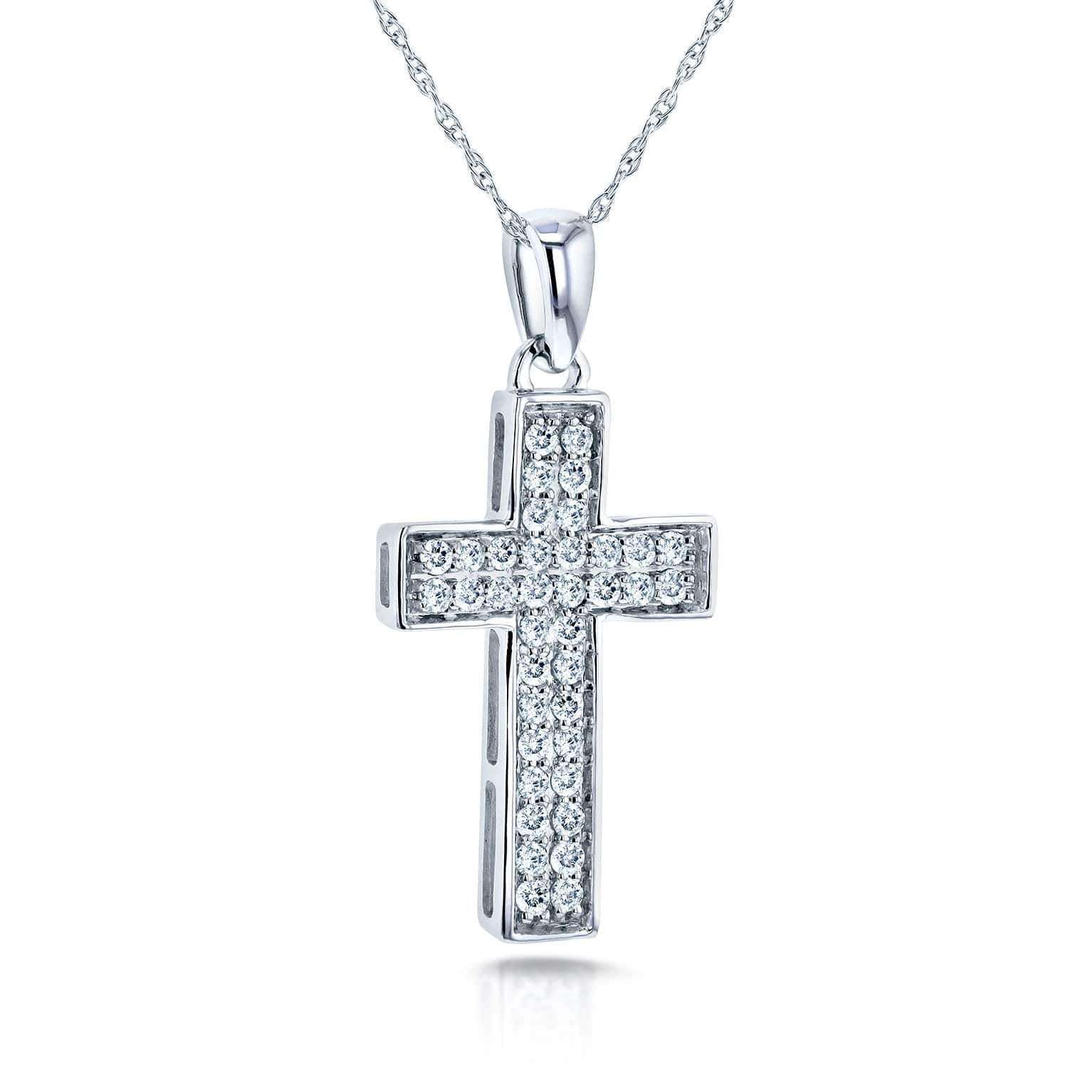 Kobelli PaveDiamond Cross Necklace 3/8 Carat (ctw) in 10k White Gold (18" Chain) 62133