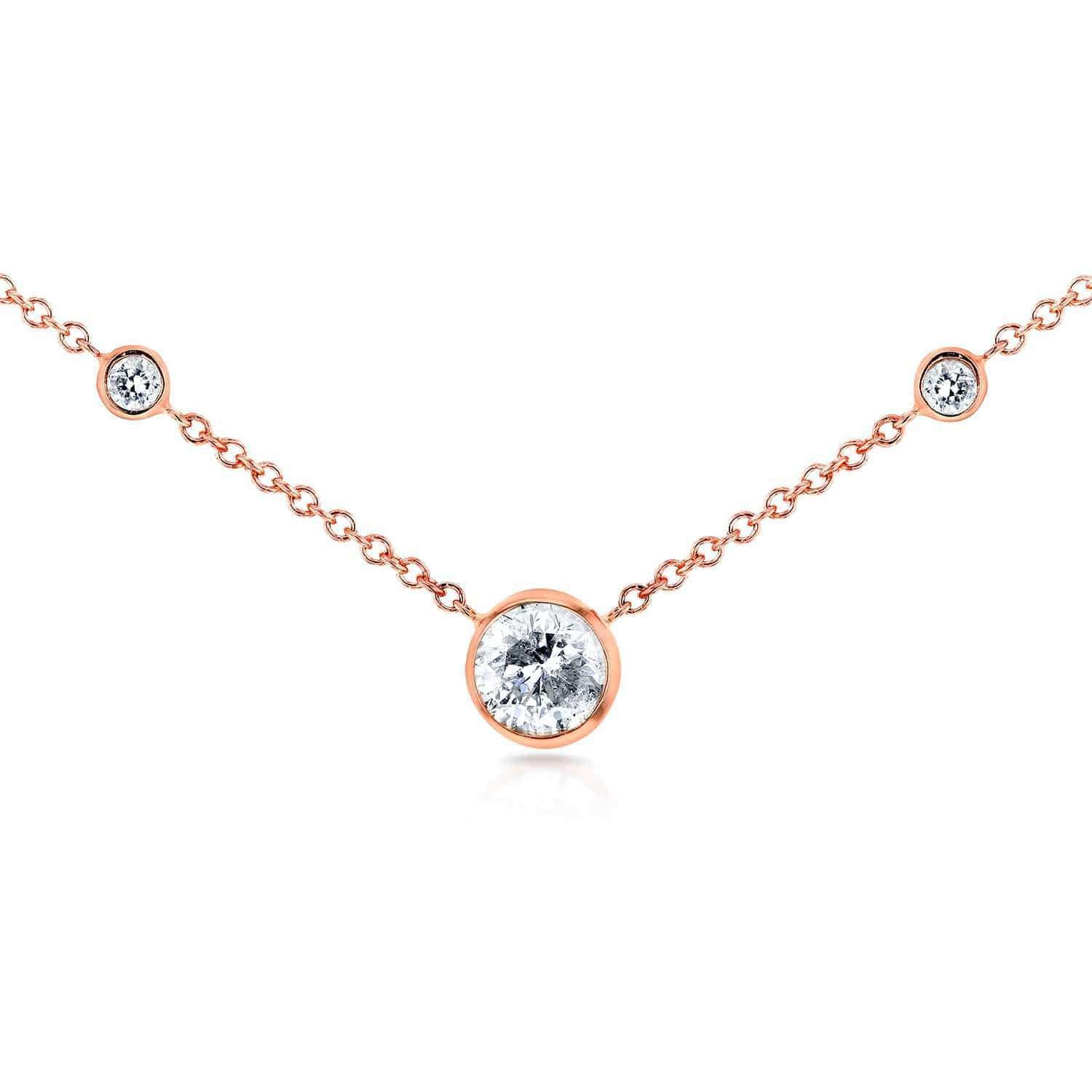 Natural Diamond 3-Stone Lucy Necklace