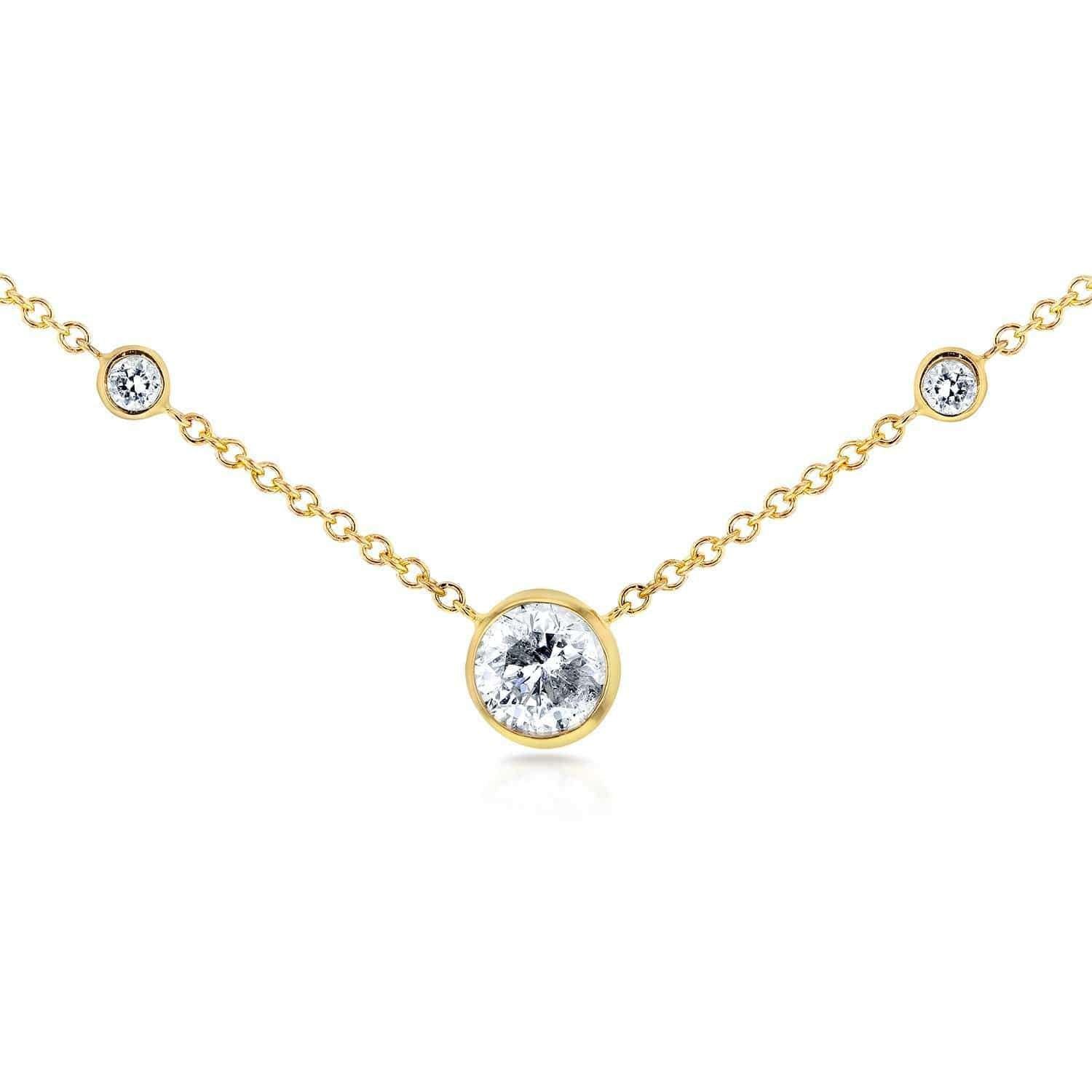 Natural Diamond 3-Stone Lucy Necklace