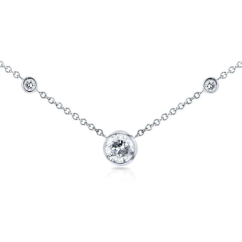 Kobelli 3 Diamond Bezel Necklace 1/3 CTW in 14K White Gold 62145R