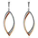 Kobelli Diamond Dangle Leaf Edge Earrings 1/10 CTW in 10K Rose and White Gold 62189-WR