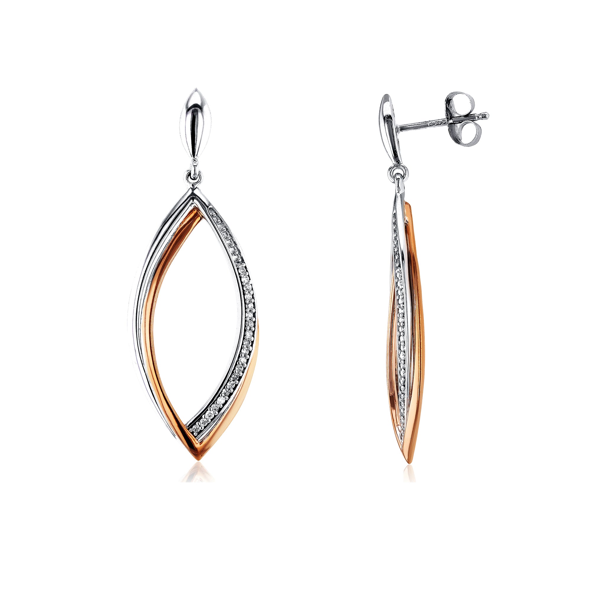 0.1 Carat Natural Diamond Almond Earrings