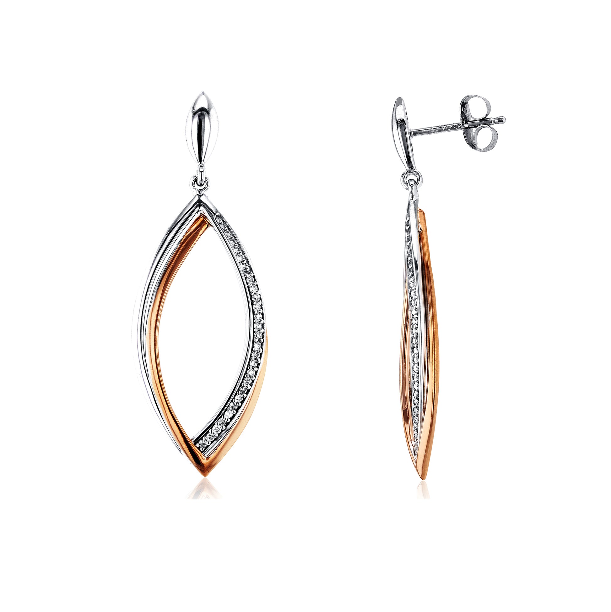 0.1 Carat Natural Diamond Almond Earrings