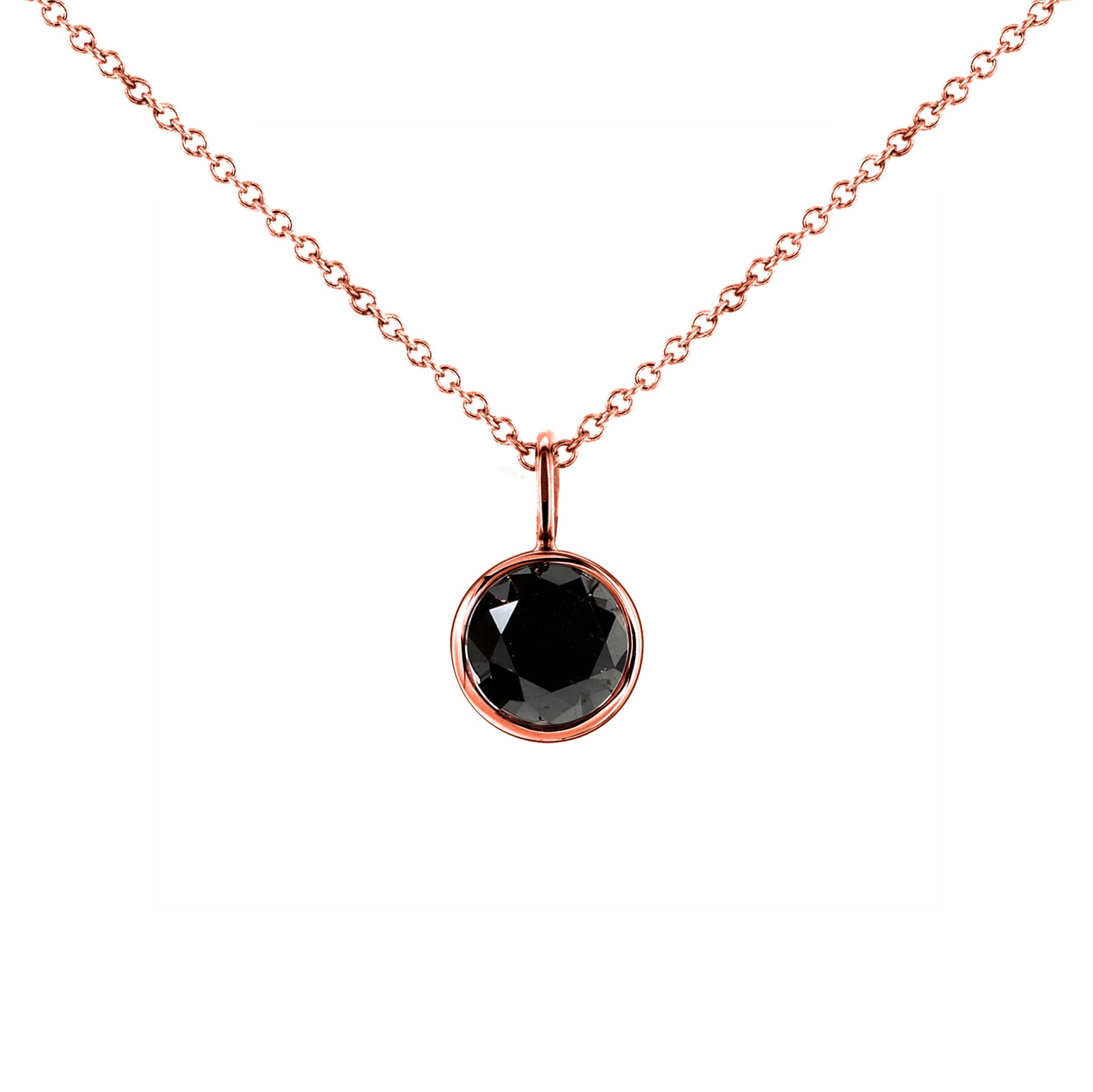 1 Carat Black Diamond Solitaire Fumiko Necklace