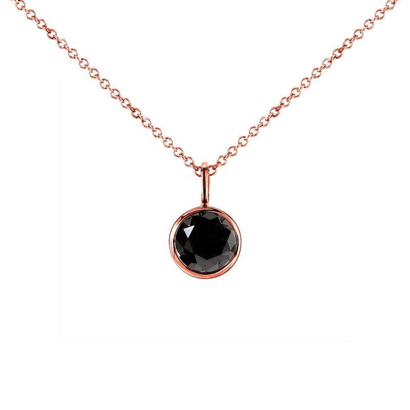 Black Diamond Dangle Bezel Necklace