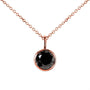 Kobelli Black Diamond Solitaire Bezel Pendant and Detachable Chain 1 CTW in 14K Rose Gold (16" Chain) 62201BK-R