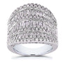 Kobelli Extra Wide Round and Baguette Multi Row Ring 2 1/2 CTW in 10K White Gold