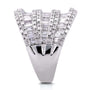 Kobelli Extra Wide Round and Baguette Multi Row Ring 2 1/2 CTW in 10K White Gold