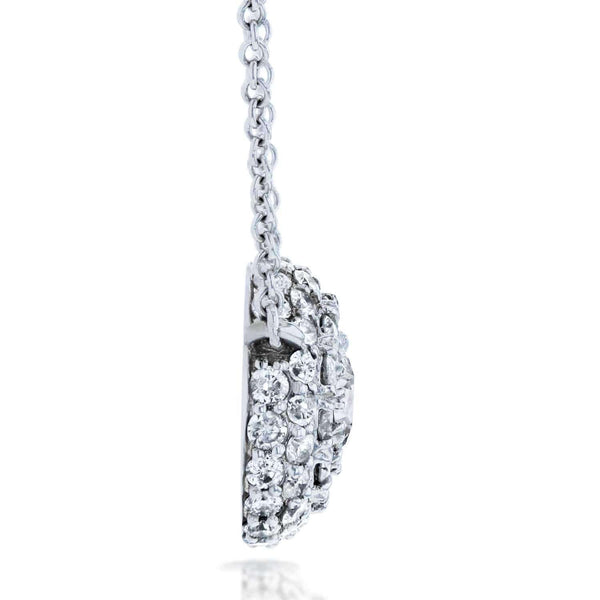 Kobelli Round Diamond Cluster Necklace 7/8 CTW in 14K White Gold (16" Cable Gold Chain) 62235