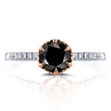 Kobelli Black Diamond Engagement Ring 1 1/8 CTW in Two-Tone 14k Gold