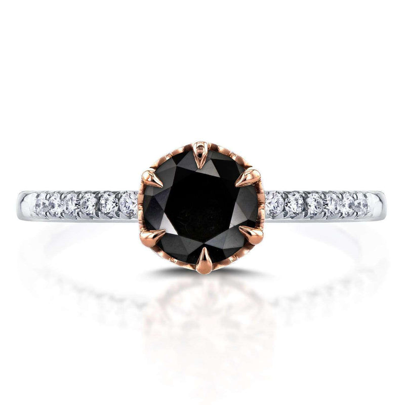 Kobelli Black Diamond Engagement Ring 1 1/8 CTW in Two-Tone 14k Gold