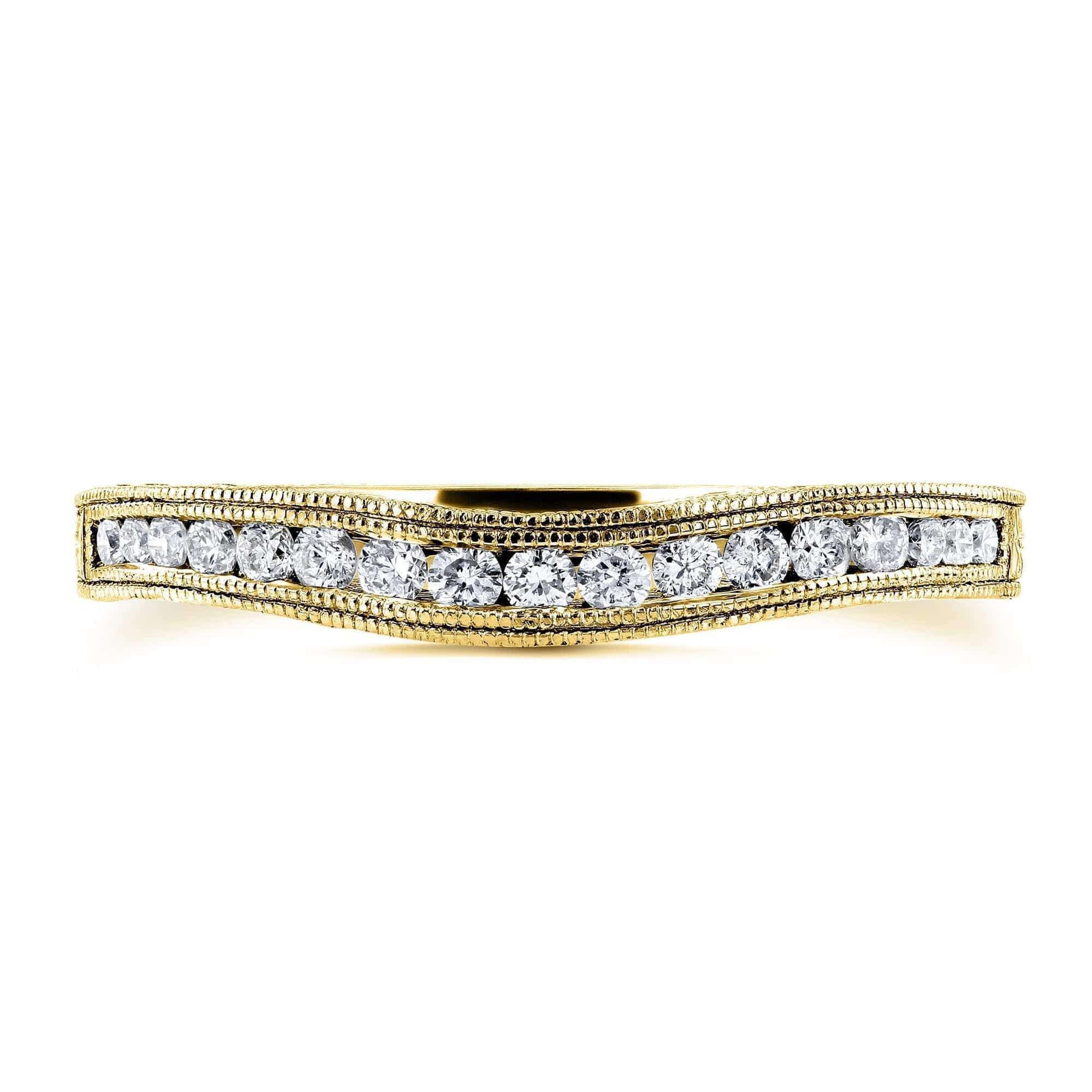 Kobelli Diamond Contoured Wedding Band Vintage Engravings 1/5ct TDW in 14k Yellow Gold