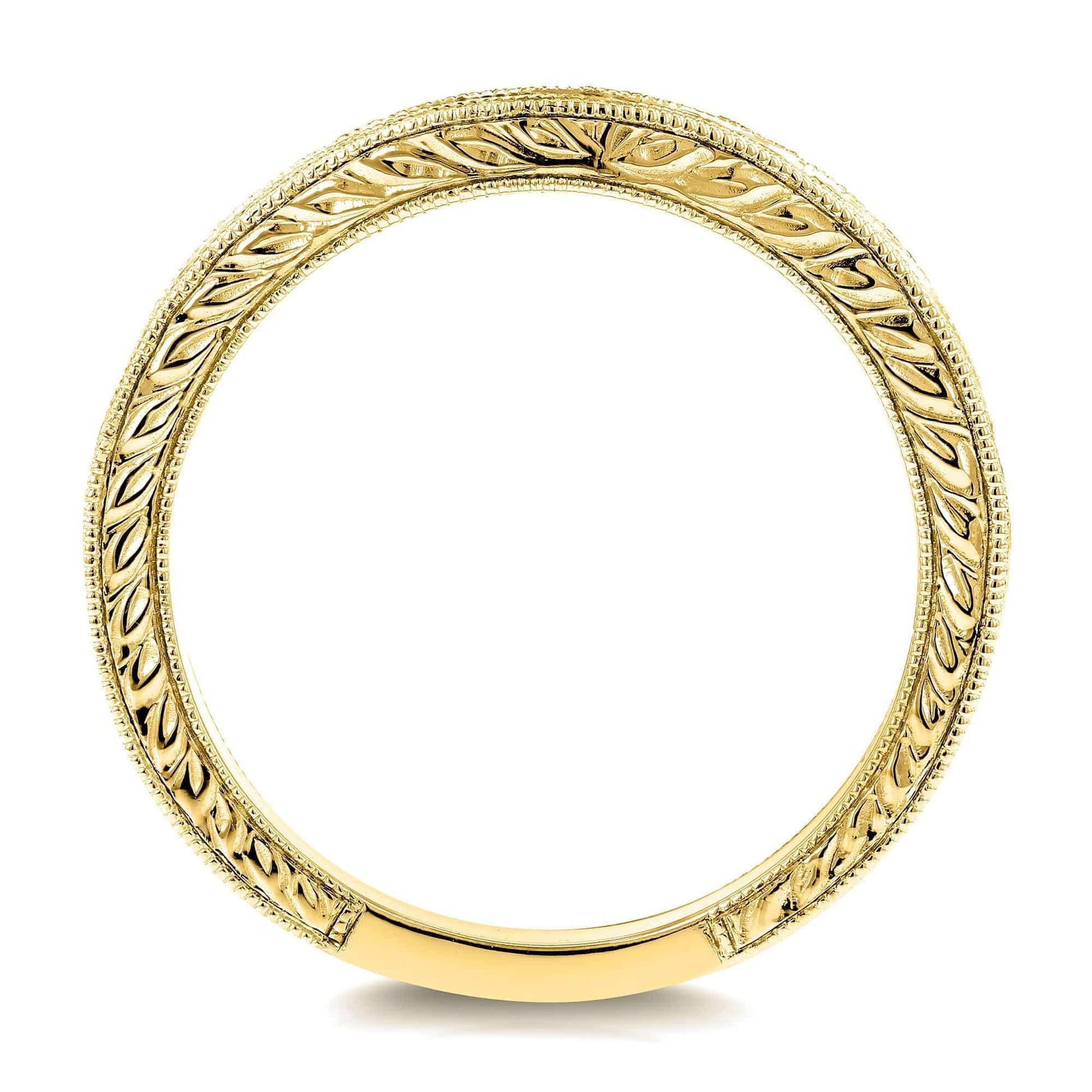 Kobelli Diamond Contoured Wedding Band Vintage Engravings 1/5ct TDW in 14k Yellow Gold
