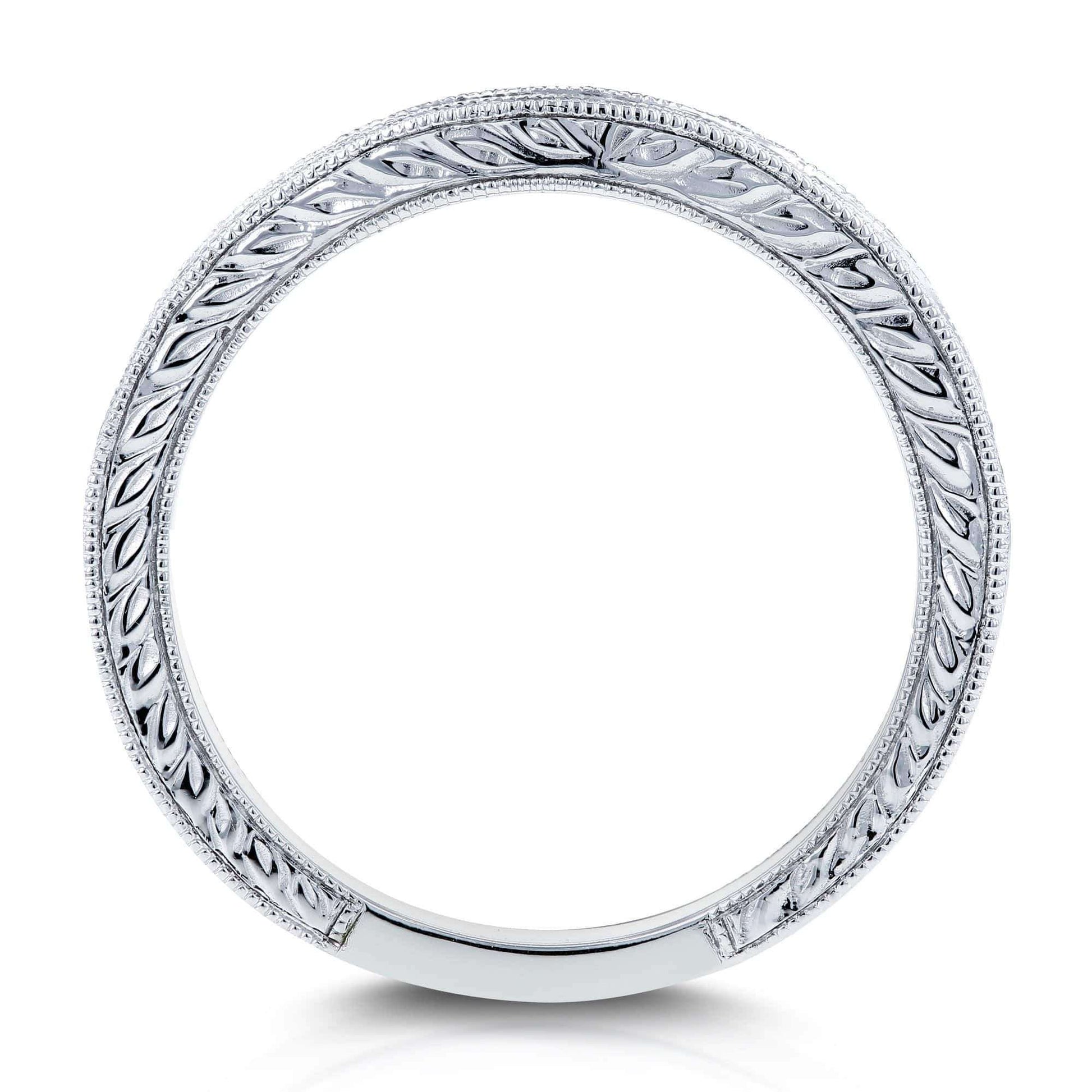 Kobelli Diamond Contoured Wedding Band Vintage Engravings 1/5ct TDW in 14k White Gold