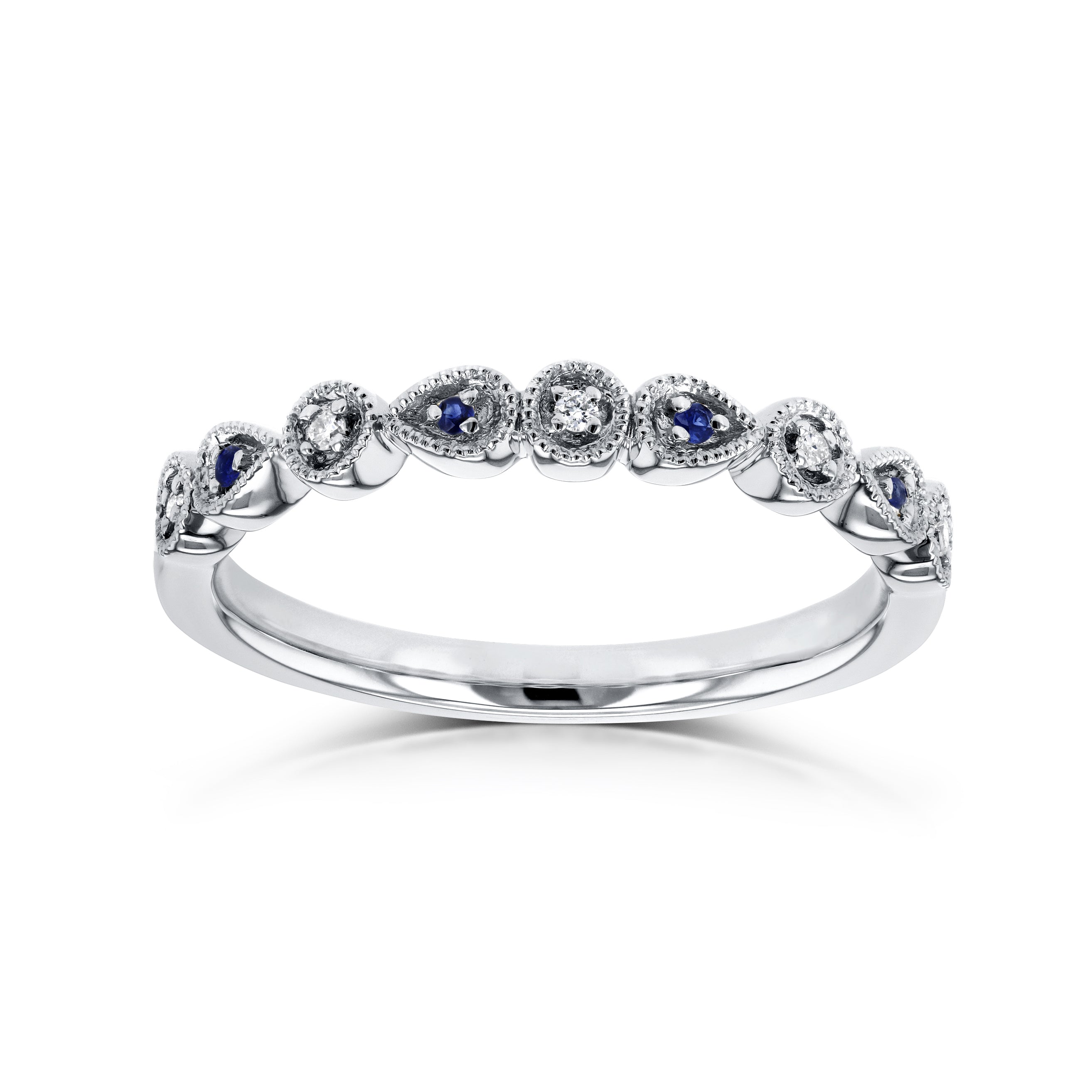 Natural Diamond & Sapphire Accent Alternating Ring