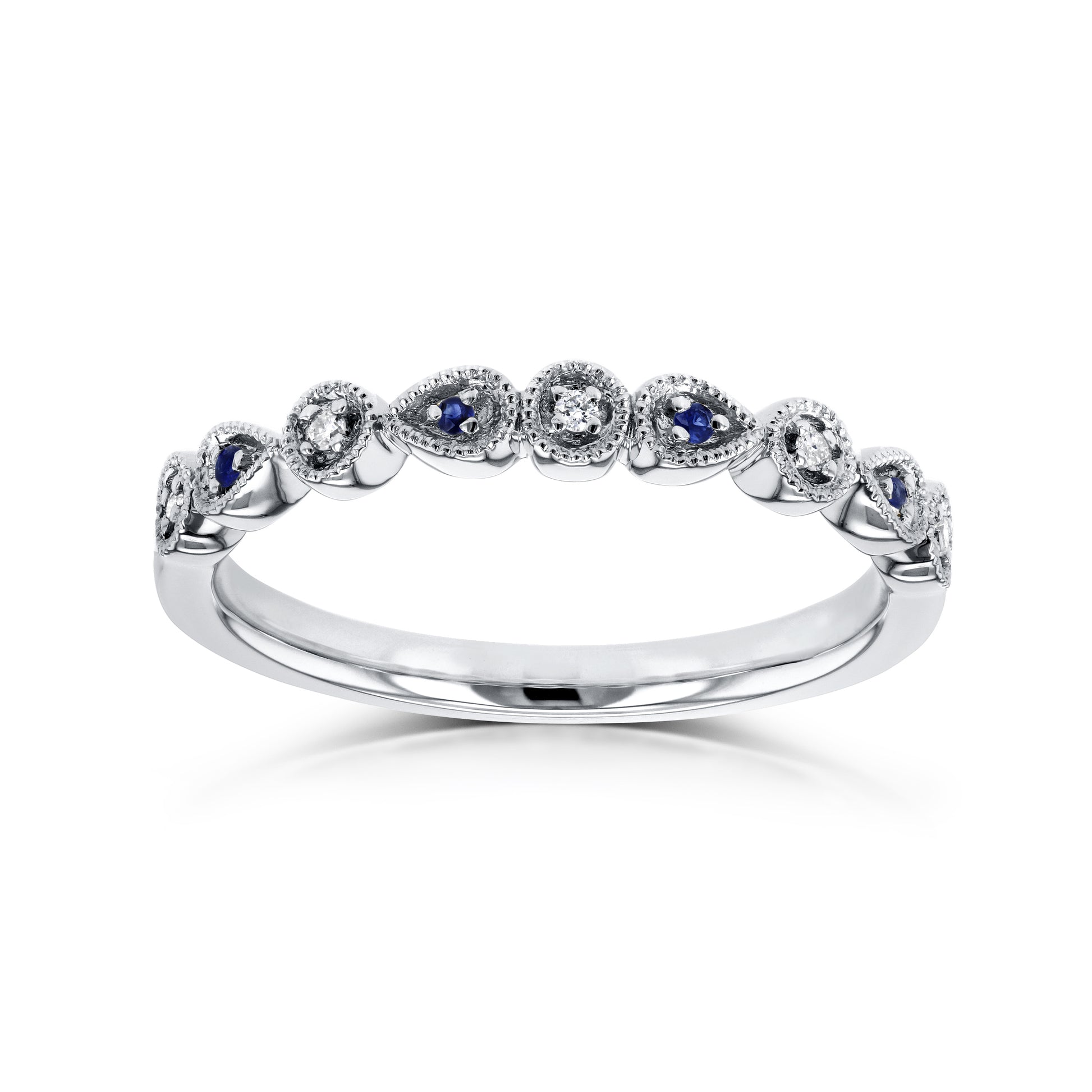 Natural Diamond & Sapphire Accent Alternating Ring