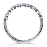 Kobelli diamant- og safiraccent Milgrain-ring i 10 k hvidguld