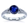 Kobelli Best Selling Vintage Engagement Ring - Blue Sapphire with Natural Diamonds