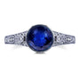 Kobelli Best Selling Vintage Engagement Ring - Blue Sapphire with Natural Diamonds