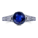 Kobelli bedst sælgende vintage forlovelsesring - blå safir med naturlige diamanter