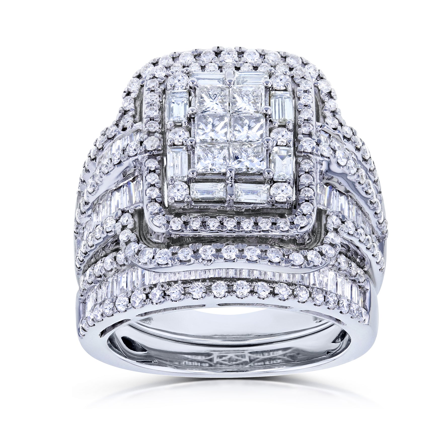 2.5 Carat Natural Diamond Rectangular Cluster Élodie Bridal Set