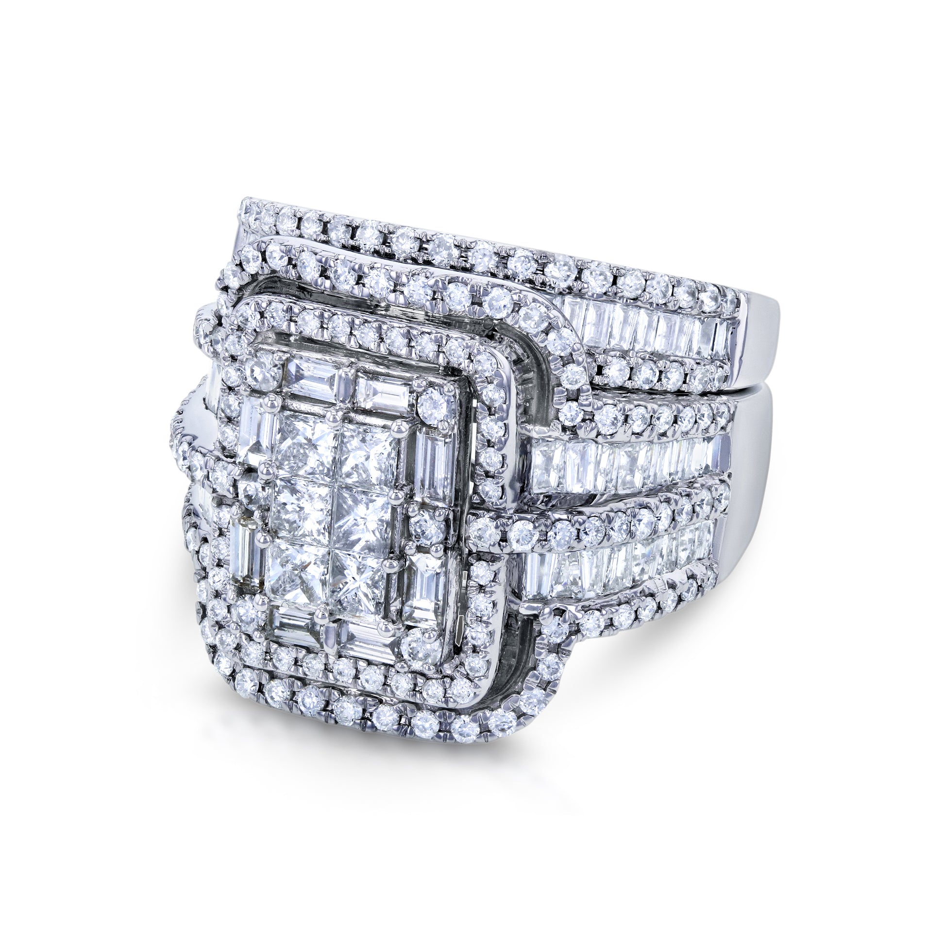 2.5 Carat Natural Diamond Rectangular Cluster Élodie Bridal Set