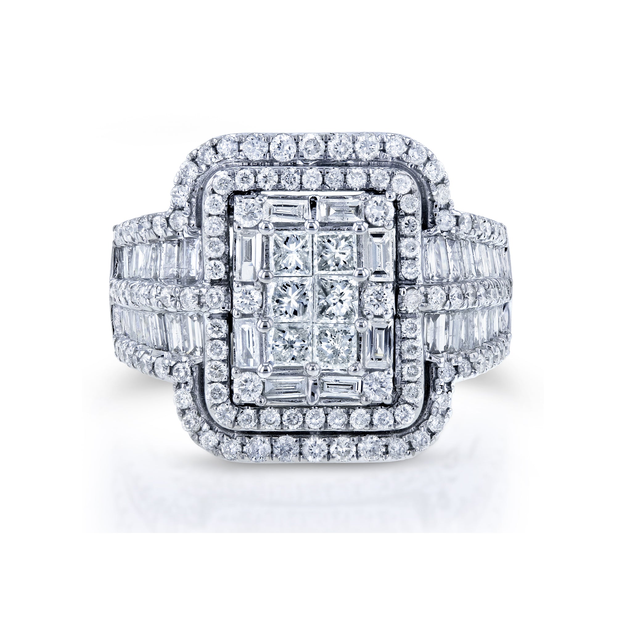 2 Carat Natural Diamond Rectangular Cluster Élodie Ring